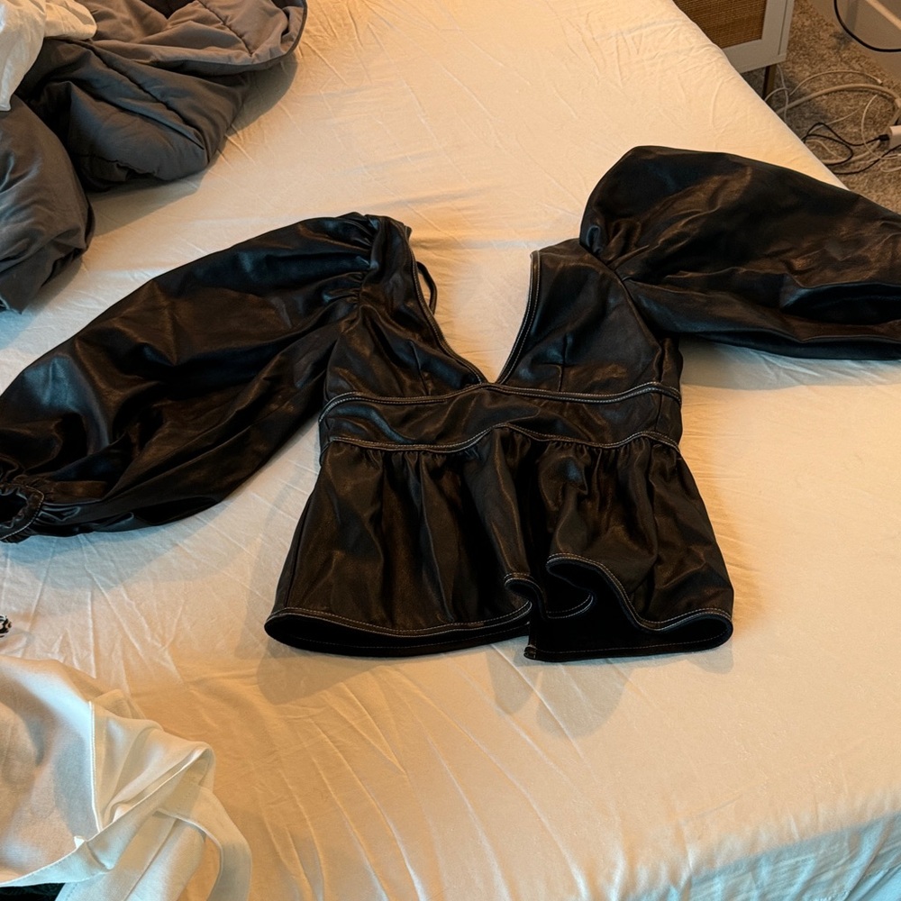 Elegant Black Women's Leather Top